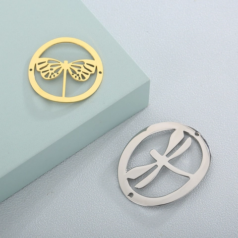 Conectores De Amuletos Huecos De Acero Inoxidable Mariposa Libélula Para Fabricación De Joyas DIY Accesorios