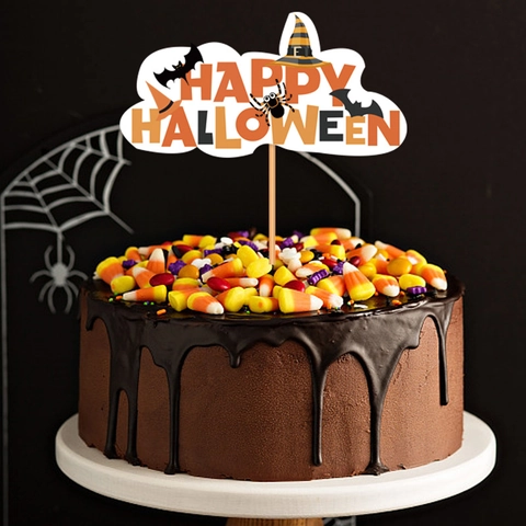 Happy Halloween Banner Und Tortenaufsätze Ballons Partydekoration Papier Latex Partybedarf Orange Schwarz Fledermaus Thema