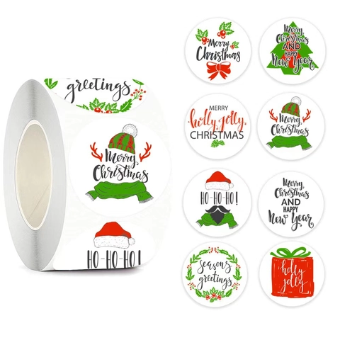 Adesivi Natalizi Rotolo Etichette Festive Rotonde Per Confezioni Regalo Sigillatura Buste Buon Natale Capodanno Decorazioni