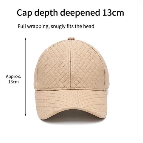 Quilted PU Leather Baseball Cap Autumn Winter Thickened Warm Windproof Adjustable Large Head Deep Crown Hat For Men Women