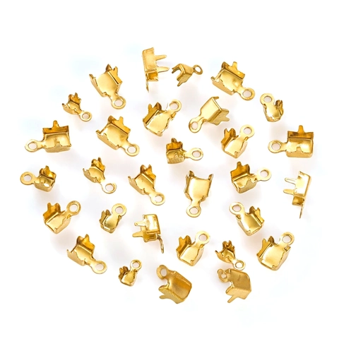Terminales De Crimpado De Cadena De Acero Inoxidable Chapado En Oro De 18K Conector De Hebilla Plegable Para Creación De Joyas DIY
