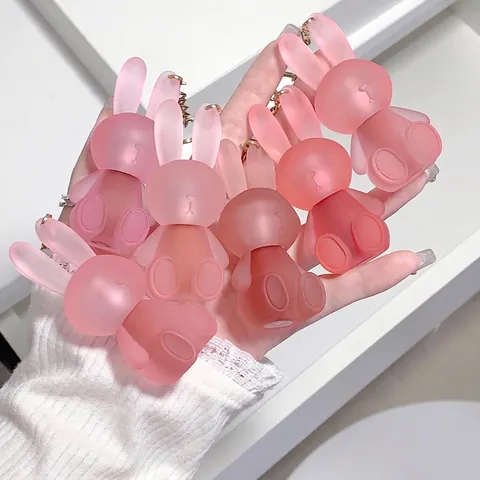 Matte Velvet Lip Mud Rabbit Shape Container With Metal Keychain Portable Soft Mist Waterproof Long Lasting Cosmetic