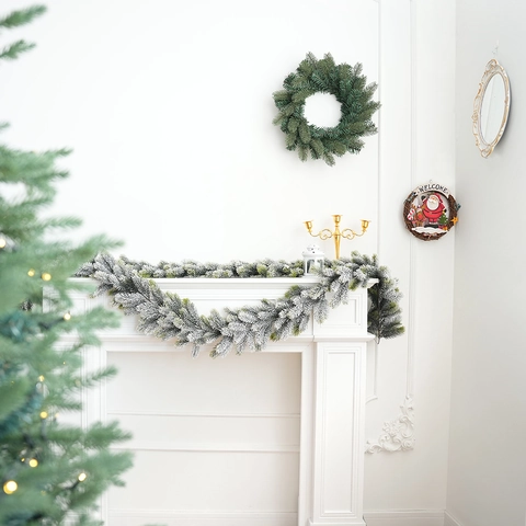 Ghirlanda Di Natale Innevata Vite Di Cedro Artificiale Per Camino Parete Giardino Decorazione Per La Casa Delle Vacanze Invernali
