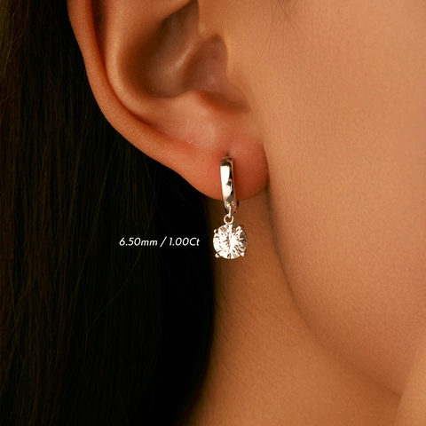 925 Sterling Silver Moissanite Hoop Earrings D Color VVS1 Round Brilliant Cut Moissanite Drop Earrings For Women Jewelry Gift