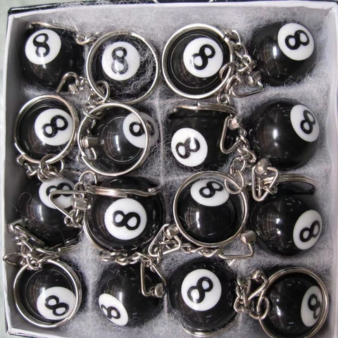 Portachiavi Creativo Mini Palla da Biliardo Nera 8 Ciondolo Snooker in Resina Regalo per Appassionati di Sport Accessorio