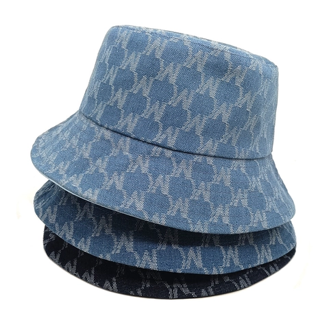 Cappello Da Pescatore In Denim Lavato Stampa Monogramma Lettera Retro Vintage Cotone Cappello Da Sole Per Donna Pieghevole