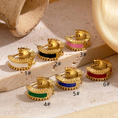Kraakbeen Ring Oorbel Messing Emaille Druppel Olie Geometrisch Huggie Piercing Sieraden Mode Vrouwen Kleurrijk Accessoire