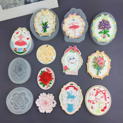 Stampo In Silicone Fai-Da-Te Per Etichette Appese Aroma Gesso Resina Cioccolato Fondant Forme Floreali Animali