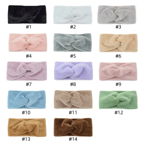 Fascia Per Capelli In Pelliccia Sintetica Con Nodo Da Donna Larga Calda Peluche Elastica Invernale
