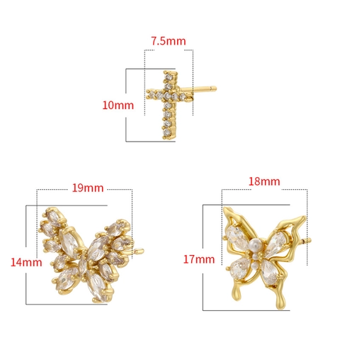 Orecchini A Lobo In Ottone Zircone Design Farfalla Croce Fiocco Gioielli Di Moda Eleganti E Lucenti Per Donna