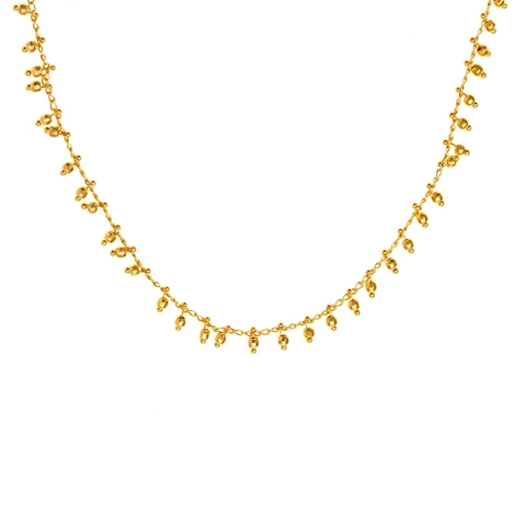 Collar Con Colgante De Borla De Bola De Gourd Cobre Bañado En Oro De 18K Pequeñas Cuentas De Metal Joyería Elegante
