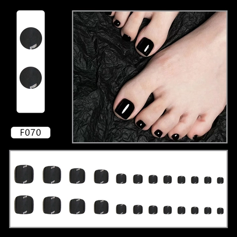Glossy Black Plastic Press On Toenails Full Cover Square Fake Nails For Feet DIY Manicure For Women