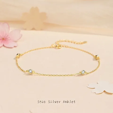 Cavigliera in Argento Sterling 925 per Donna con Zirconia Catena da Piede Geometrica Minimalista Gioielli Regolabili Regalo per Anniversario Festa
