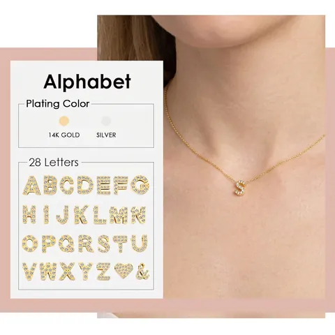 Initial Buchstabe Anhänger Halskette Edelstahl Zirkon Inlay Alphabet Personalisierter Schmuck Für Damen
