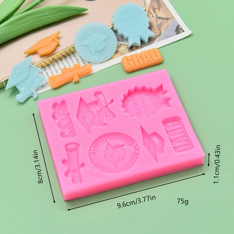Graduation Cap Scroll Book Silicone Mold Fondant Chocolate Cake Decorating DIY Craft Baking Tool Non Stick Pink