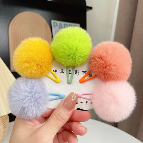 Barrettes À Cheveux En Fourrure De Lapin Rex Pour Petites Filles Mignonnes Douces Et Moelleuses Style Princesse Hiver