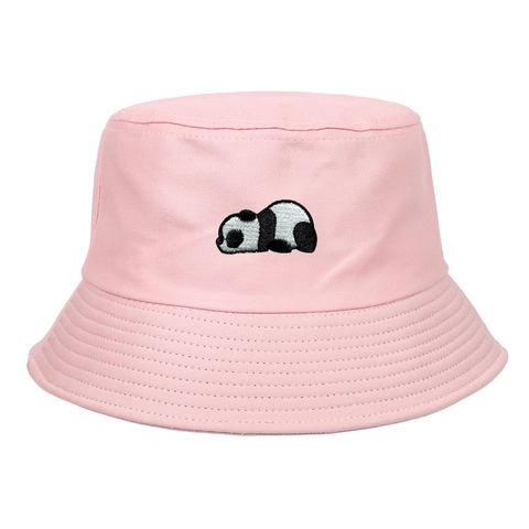 Stickerei Baumwolle Fischerhut Panda Braut Design Sonnenschutz Outdoor Lässige Mode Sonnenhut Für Damen Und Herren