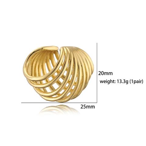 Copper Heart Stud Earrings And Multi Layer Hollow Ear Cuffs Geometric Metal Style Fashion Jewelry For Women