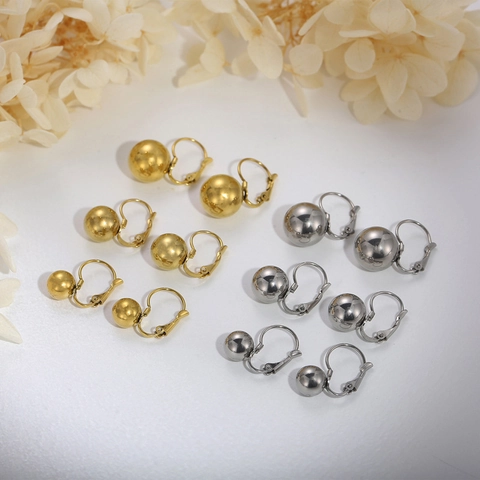 Minimalist Round Ball Leverback Earrings High Polished Stainless Steel Geometric Jewelry For Women Simple Elegant Punk Style
