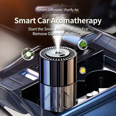 Smart Car Aromatherapy Diffuser Ultrasonic Atomization Fragrance Machine Auto Start Stop Interior Air Purifier Starry Sky Projection