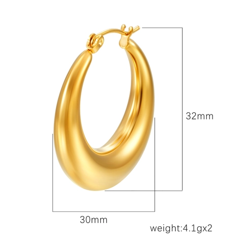 Stainless Steel Hoop Earrings Hollow Smooth Circular Chunky Lightweight Minimalist Trendy High End Jewelry For Women