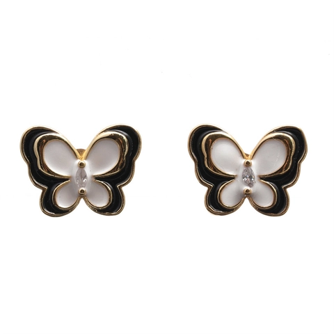 Butterfly Stud Earrings Colorful Enamel Drip Oil Copper Gold Plated With Clear Zircon Animal Jewelry For Women Girls