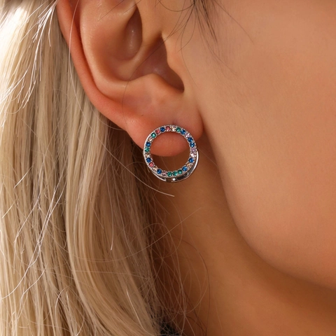 Pendientes de Aro Redondos de Acero Inoxidable Chapado en Oro PVD para Mujer Joyería de Moda con Circonia