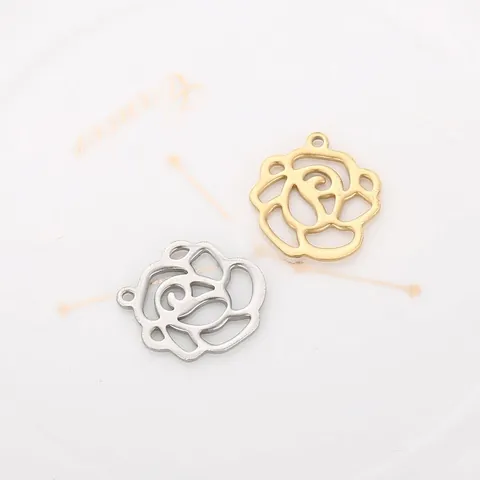 Colgantes De Rosa Huecos De Acero Inoxidable Galvanizado Dijes Florales Para La Creación De Joyas DIY Collares Pendientes