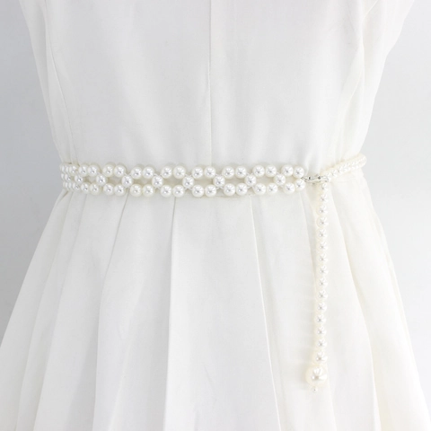 Cintura Catena Vita Künstliche Perle Donna Elegante Elastica Perla Artificial Acrilica Gancio Lega Cintura Sottile Per Accessorio Vestito