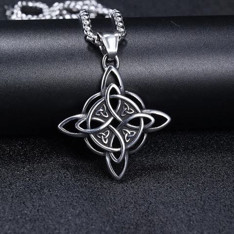 Keltische Knoop Heksenknoop Viking Hanger Ketting Roestvrij Staal Retro Gothic Punk Stijl Sieraden Voor Mannen