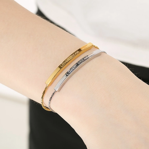 Bracciale A Barra Lover Dream In Acciaio Inossidabile Catena Bolo Regolabile Gioielli Da Mano Minimalisti Per Donna