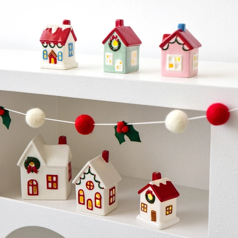 Miniatura De Casa De Cerámica De Navidad LED Brillante Adorno De Escritorio Decoración Escena Festiva Pueblo Invierno
