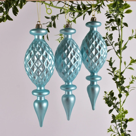 Christmas Tree Ornaments Hanging Pendants Electroplated PVC Plastic Irregular Gourd Finial Holiday Window Scene Decor Pink Blue Metallic