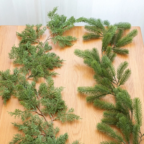 Artificial Christmas Garland PE Pine Needle Cedar Rattan For Festive Scene Layout DIY Home Decoration Flexible Greenery