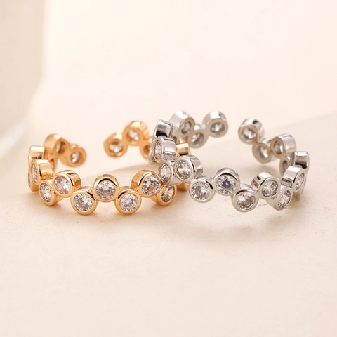Minimalist Copper Rhinestone Bubble Ring For Women Fashion Simple Adjustable Open Finger Ring Geometric Elegant Jewelry Gift