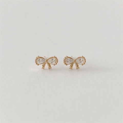 Orecchini A Lobo Con Fiocco E Perno In Argento Sterling 925 Zircone Stile Elegante Minimalista Per Donna
