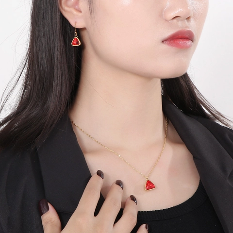 Dreieck Kristall Glas Anhänger Halskette Ohrringe Edelstahl Geometrisch Minimalistisch Mode Für Damen Schmuck
