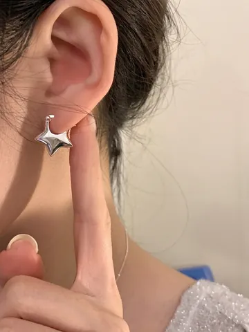 Orecchini A Cerchio Con Stella Pentagramma Gonfio Gioielli In Rame Geometrici Semplici Accessorio Lucidato Per Donne
