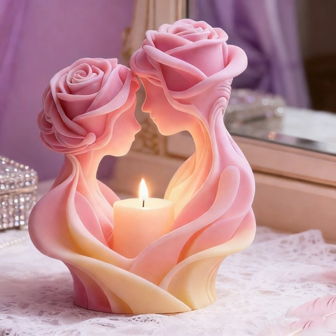 Creative Rose Love Couple Portrait Silicone Candle Mold DIY Romantic Flower Figure Aroma Wax Soap Resin Making Mold Home Decor