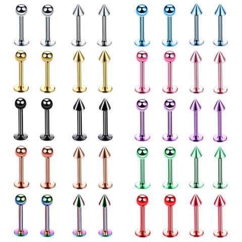 Lip Ring Labret Stud 304 Stainless Steel Spiked Cone Ball Head Punk Hip Hop Body Piercing Jewelry For Men And Women