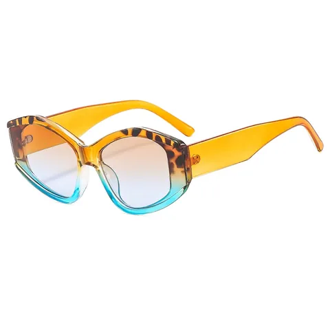 Unregelmäßige Sechseck Große Rahmen Sonnenbrille Damen Herren Mode UV400 PC AC Geometrisch Leopardenmuster Verlauf Retro INS Stil