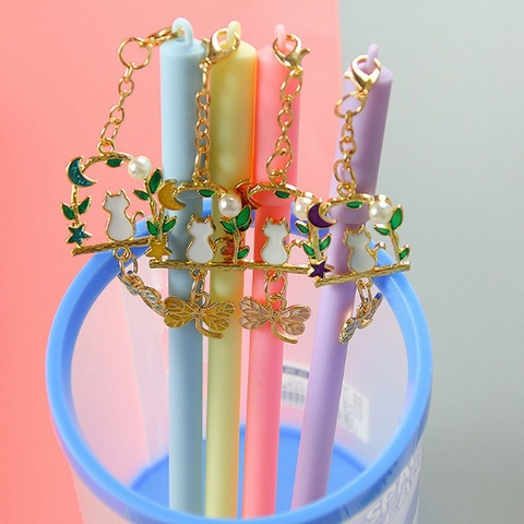 Penna Gel Con Pendente Plastica Inchiostro Nero Per Scuola Ufficio Carino Creativo Fascino Cartoleria Ragazze Studenti Regalo