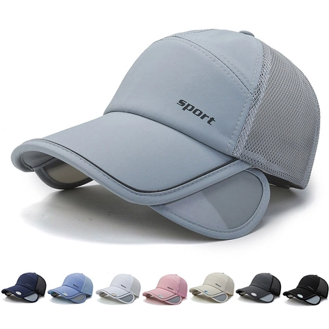 Gorra De Béisbol Deportiva Al Aire Libre Visera Retráctil Malla Transpirable Poliéster Sombrero Ajustable Hombres Mujeres