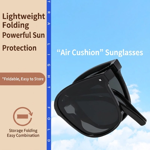 Faltbare Sonnenbrille Damen Herren Quadratischer Rahmen Tragbar PC Harzlinse UV Schutz Outdoor Reisen Fahren Mode