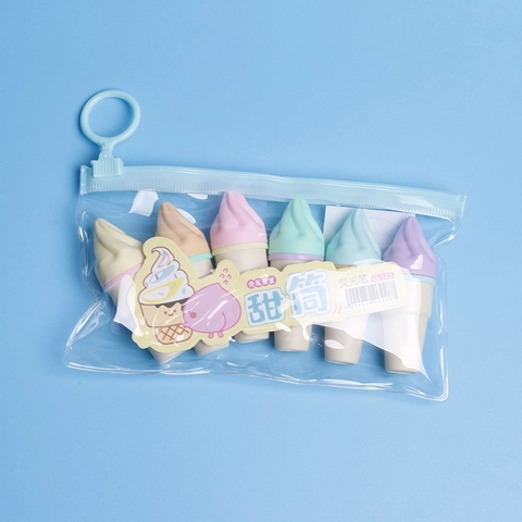 Evidenziatori A Forma Di Cono Gelato Pennarelli Mini In Plastica Macaron Colorati Per Diario Scuola Ufficio Cancelleria Per Studenti