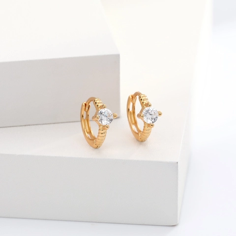 925 Sterling Silver Zirconia Hoop Earrings For Women Punk Fashion Electroplated Gold Silver Jewelry Round Geometric Ear Buckle