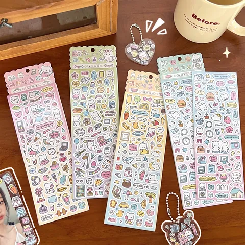 Simpatici Adesivi Animali Per Decorazione DIY Diario Materiale PET Impermeabile Decalcomanie Scrapbooking Kawaii