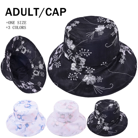 Women Elegant Lace Embroidery Floral Bucket Hat Cotton Sun Protection Breathable Outdoor Travel Beach Casual Fisherman Cap