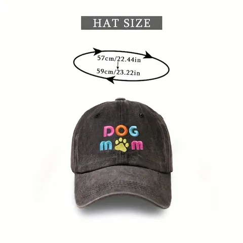 Casquette de Baseball en Coton Lavé Brodée Dog Mom pour Hommes Femmes Réglable Rétro Délavé Chapeau de Soleil Outdoor Dad Hat