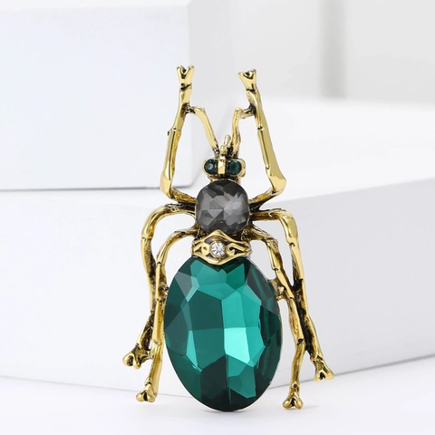 Retro Beetle Insect Brooch Pin Alloy Rhinestone Vintage Style Suit Accessory For Men Women